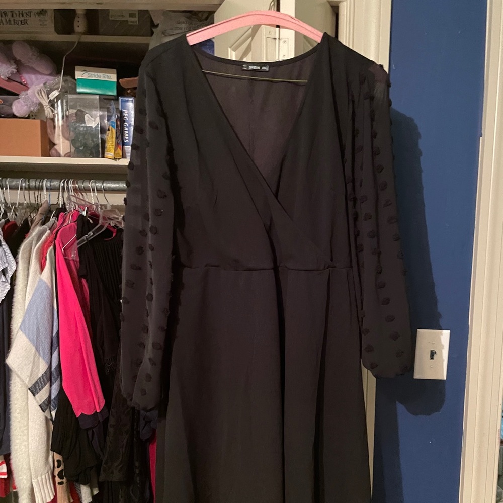 SHEIN polka dot black dress